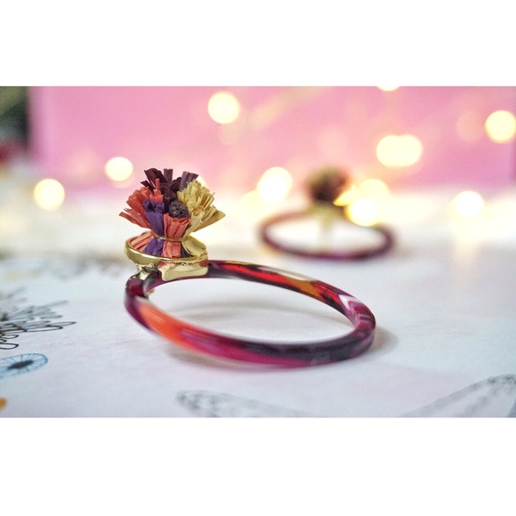 NEW! Acrylic Marble Stud Post Raffia Hoop Earrings - Picture 7 of 9